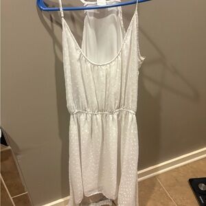 Charming Charlie White Halter Maxi Dress with Dotted Texture